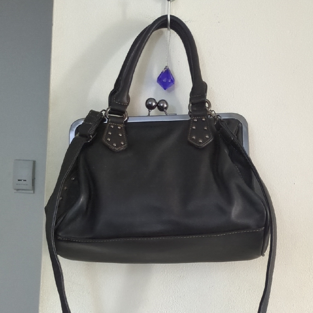 Elegant Vintage David Jones Black Leather Handbag Very Sturdy Now Only $35